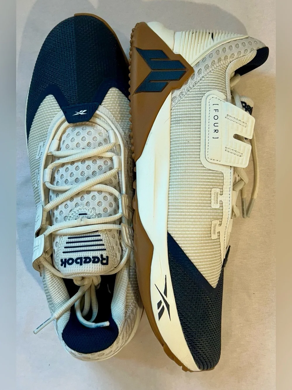 Reebok Men's JJ Watt Season IV Beige and Navy Training Sneakers
